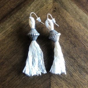 Silver Beaded Dangle Earrings